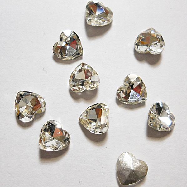 高級ガラスファンシーストーン　ビジューラインストーン43　クリスタル　ハート　8mm  1粒　スワロ...