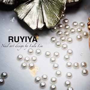 （ネコポス○）RUYIYA（ルイーヤ）：半丸パール1308 ホワイトL／6mm（20粒）｜nailkoubou