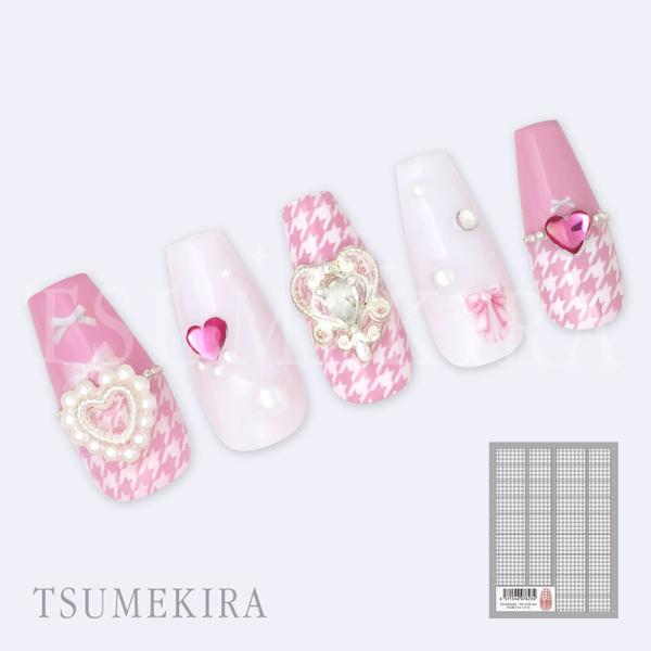 （メール便○）TSUMEKIRA（ツメキラ）：ネイルシール 千鳥格子フレンチ 白／NN-CDR-00...