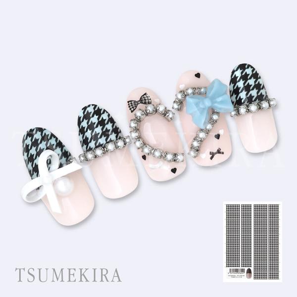 （メール便○）TSUMEKIRA（ツメキラ）：ネイルシール 千鳥格子フレンチ 黒／NN-CDR-00...