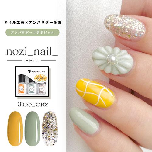 【nozi_nail_×ネイル工房】 アンバサダーコラボ企画 3本セット ジェルネイル カラージェル...