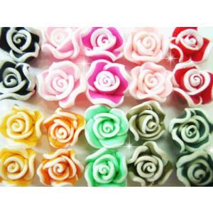 クレイフラワー5Pアソート10mm（ 白フチ ）（ あすつく ）（ パーツ ）