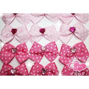 ハートストーン付きmini水玉りぼん１Ｐ　30×40ｍｍ（ あすつく ）（ パーツ ）