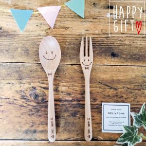 かわいい 名入れ 彫刻 オーダーメイド スプーン＆フォーク 男性 女性