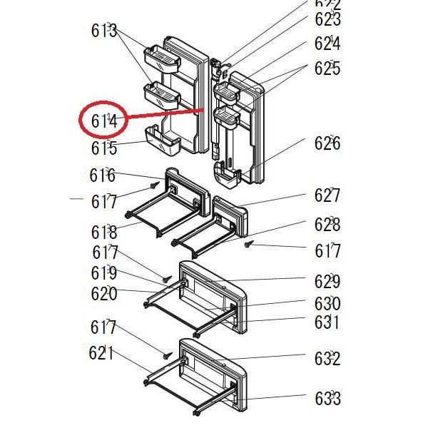 三菱 冷蔵庫用冷蔵室ドアパッキン右 M20VA8110