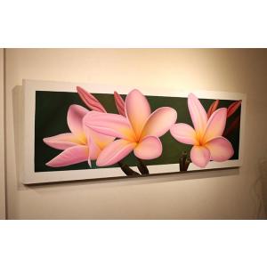 絵画 100×80cm プルメリア ピンク ハイクオリティ バリ島 アート