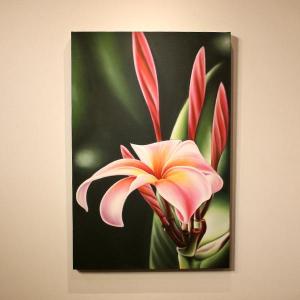 受注生産品 絵画 花 プルメリア 南国 リゾート モダン 自然 60×90 FLOWER PAINTING ハイクオリティ 納期約4ヶ月｜najam