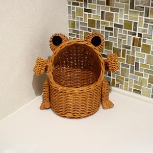 カエル ラタン バスケット オレンジ 収納ボックス ダストボックス 高さ