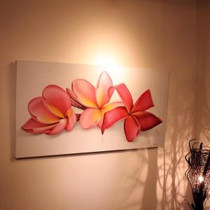 絵画 100×80cm プルメリア ピンク ハイクオリティ バリ島 アート