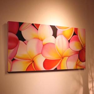 絵画 100×80cm プルメリア ピンク ハイクオリティ バリ島 アート