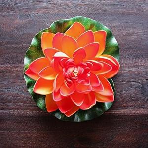 ロータスの造花M 蓮の花 睡蓮 オレンジ 17cm｜najam