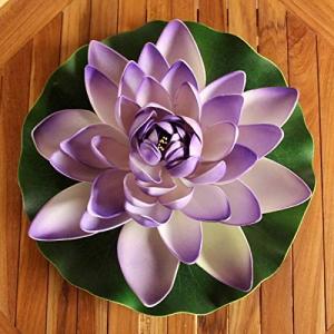 ロータスの造花L 蓮の花 睡蓮 パープル 27cm｜najam