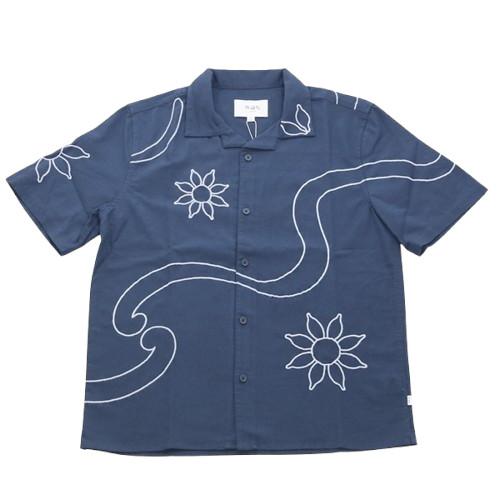 wax london ワックスロンドン コットンリネン オープンカラーシャツ 半袖 刺繍 DIDCO...