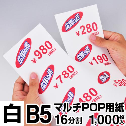 マルチPOP用紙 B5 16分割 1000枚入 白