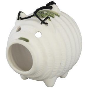 【日本製】　白ブタ　蚊取り　線香器　万古焼　白豚　蚊取り　萬古焼　陶器　線香皿　昔ながら　ぶた