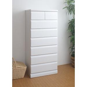 ハイチェスト 幅60cm 7段 ホワイト色 チェスト 引出し たんす 桐 日本製 完成品 te-0048