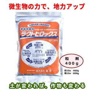 微生物土壌改良剤 ラクトヒロックス 粒剤 400g｜乳酸菌などの力で健全な土壌をつくり作物の品質と収量アップ｜野菜・果物・米などに｜家庭菜園〜本格農業対応