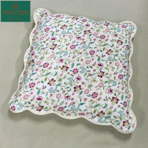 新品・未使用【MINTON】 花柄 コットン クッションカバー 2枚セット MINTON（ミントン）座布団カバー LL5986 55×59cm ブルー : インテリア