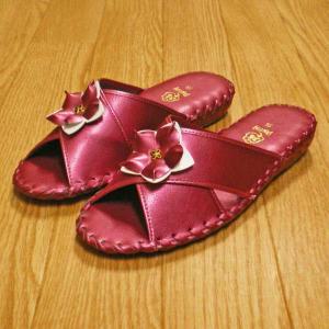 婦人用スリッパ　PANSY(パンジー)#9500　レッド 手編み製法タイプ　Sサイズ（22〜22.5cm）