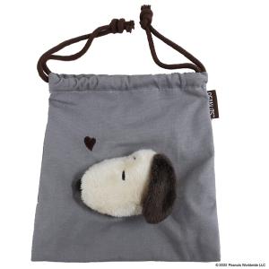 SNOOPY mocoブラウン ボアフェイス巾着/グレー Accessories