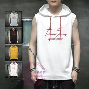パーカー メンズ ノースリーブパーカー ベスト 英文字 Tシャツ 袖なし インナーシャツ スポーツ 運動 男性用 夏 Zys0604b ナカマ 通販 Yahoo ショッピング
