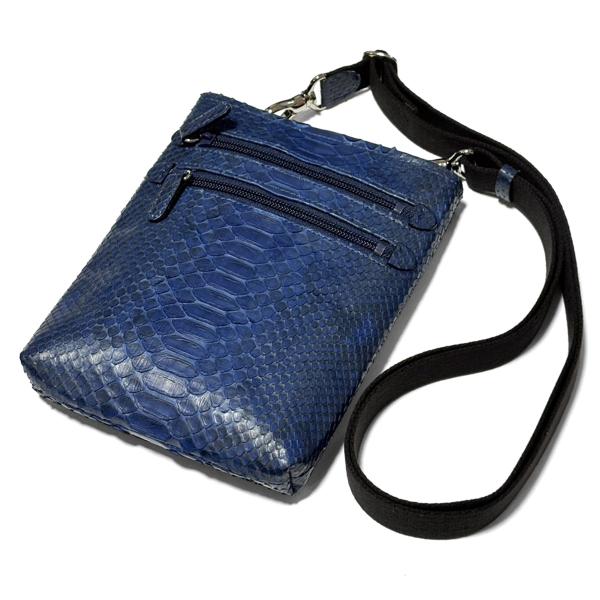 パイソン革 藍染め ショルダーバッグ 本革 蛇革 斜め掛け 着脱式 日本製 レディース メンズ py...