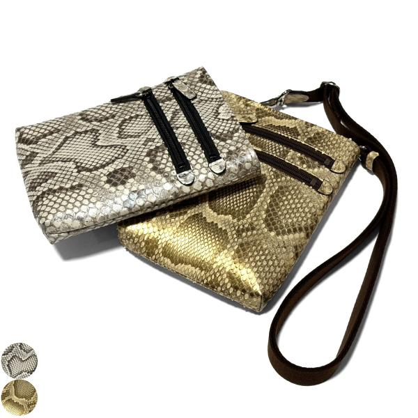パイソン革 モラレス パール ショルダーバッグ 本革 蛇革 斜め掛け 着脱式 日本製 レディース メ...