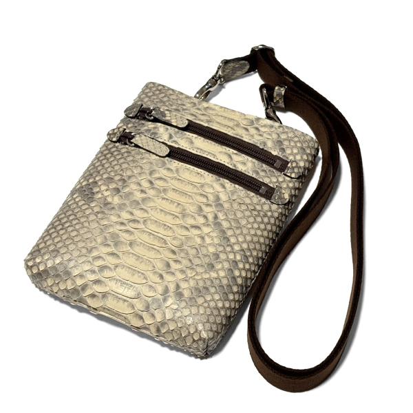 パイソン革 マット仕上げ ショルダーバッグ 本革 蛇革 斜め掛け 着脱式 日本製 レディース メンズ...