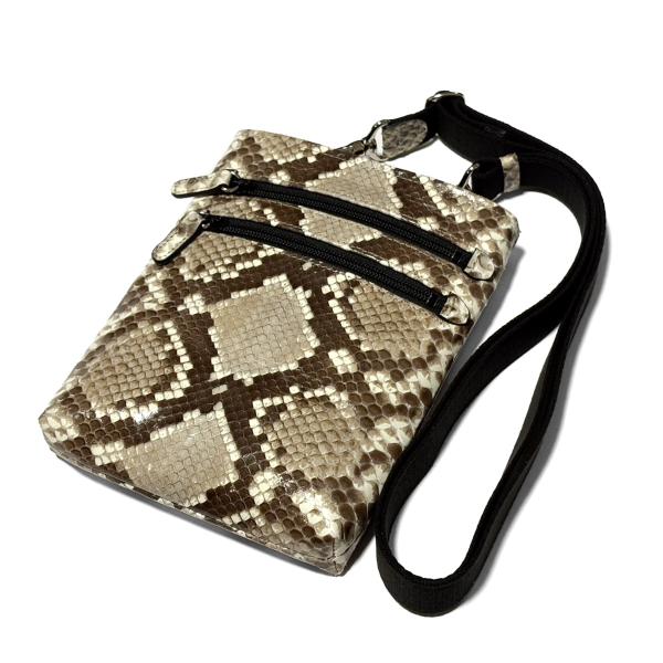パイソン革 グレージング ショルダーバッグ 本革 蛇革 斜め掛け 着脱式 日本製 レディース メンズ...