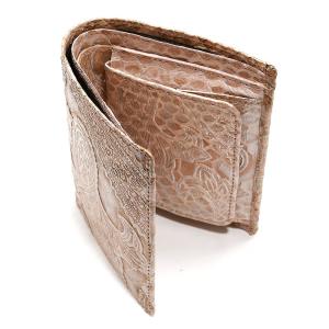 財布 二つ折り財布 小銭入れあり / 本革 ヘビ革 へび革 パイソン革