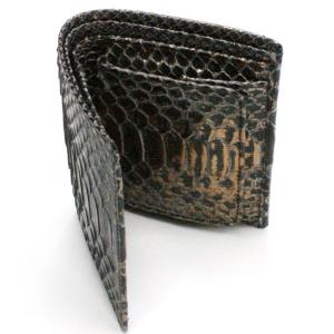 財布 二つ折り財布 小銭入れあり / 本革 ヘビ革 へび革 パイソン革