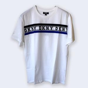 DKNY taped logo t-shirt in white ダナキャラン ニューヨーク ロゴ Tシャツ ホワイト｜nakano-store