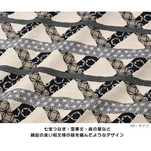 籠目和文様 ドビー織り 七宝つなぎ 雪華文 麻...の詳細画像1