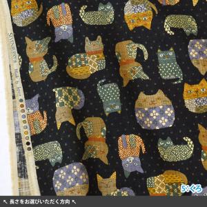 ムラ糸クロス 昔ぐらし 金猫絣 猫 猫柄 ネコ...の詳細画像1