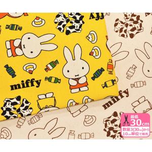 miffy ミッフィーとおやつ 11号ハンプ ミッフィーとぶち犬 ケーキなど 生地 布 G-2005-1