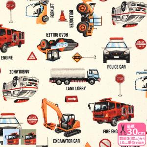 ドット絵 はたらくくるま 車・乗り物柄 オックス生地 ラミネート