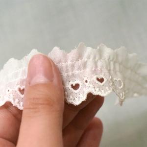 綿フリルレース ミニハート 綿レース 約2cm...の詳細画像1