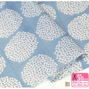 あじさい ナイロンタフタ UP5768 う早この布 生地 布 グリッドに囲まれた紫陽花の花