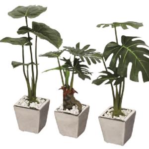 送料無料　観葉植物　ミニポット（鏡面シルバー)水やり日当たり不要の人工観葉植物
