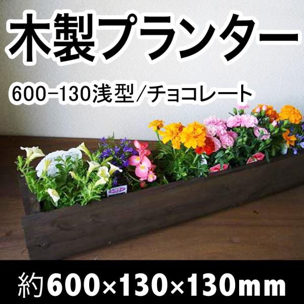 木製プランター600-130浅型長さ約600奥行き約130（チョコレート）（木製プランター）（防腐防...