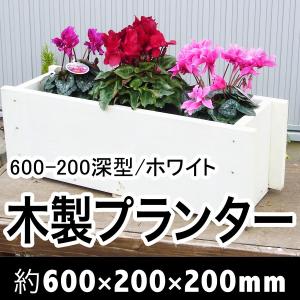 木製プランター600-200深型長さ約600奥行き約200（ホワイト）（木製プランター）（防腐防蟻処理済）