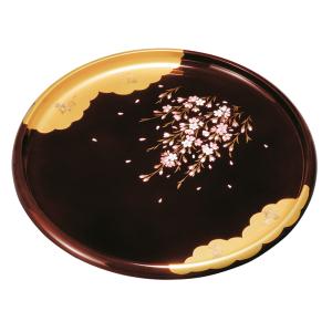 紀州漆器 11.0丸盆 黒 紀の山水 33cm お盆 トレー 伝統工芸 運び