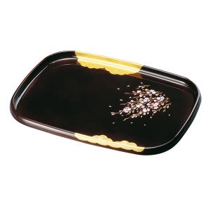 紀州漆器 11.0丸盆 黒 紀の山水 33cm お盆 トレー 伝統工芸 運び盆