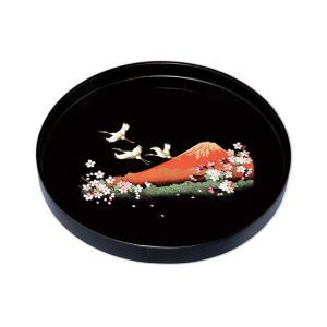 紀州漆器 11.0丸盆 黒 紀の山水 33cm お盆 トレー 伝統工芸 運び盆