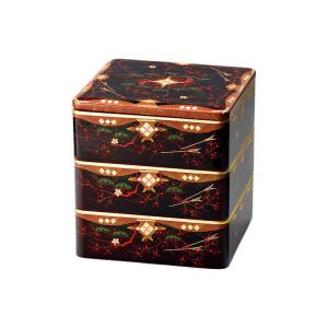 年代物 会津漆器内漆 松竹梅蒔絵 屠蘇器 重箱三段 骨董 三段重 松竹梅