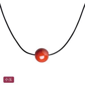 うるわし玉 本朱 丸玉ネックレス(小)(漆・手塗) 会津漆器 アクセサリー