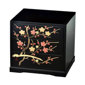 黒 新二ツ引タンス 山茶花 木繊 木質繊維(MDF)製 カシュー塗装 会津
