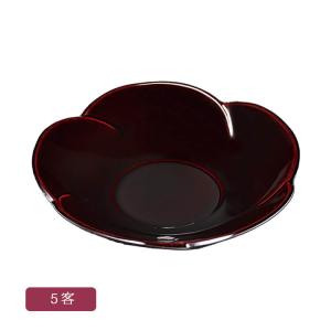 溜塗 4.0 梅型 茶托 5客 セット 木粉と樹脂の成形品製 漆+ウレタン塗装 誕生日 米寿祝 引き出物 プレゼント ギフト【21-45-4】｜nakayamadou