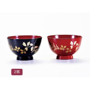 家紋 叙勲・家紋 溜内朱・朱 丸型 夫婦椀 菊紋入(漆) 2客 セット 漆