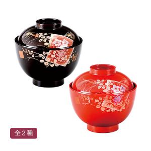家紋 叙勲・家紋 溜内朱・朱 丸型 夫婦椀 菊紋入(漆) 2客 セット 漆